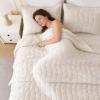 image:imageDOWNCOOL Velvet Quilt Set King Size 3 Pieces Soft Lightweight Quilted Velvet Bedspread Coverlet Bedding with 2 Pillow Shams for All Season Cream WhiteCream White