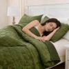 image:imageDOWNCOOL Velvet Quilt Set King Size 3 Pieces Soft Lightweight Quilted Velvet Bedspread Coverlet Bedding with 2 Pillow Shams for All Season Cream WhiteOlive Green