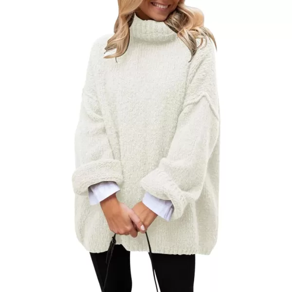 LILLUSORY Women's 2023 Fall Turtleneck Long Sleeve Oversized Knit Pullover Slouchy Sweaters Tunic Long Dress