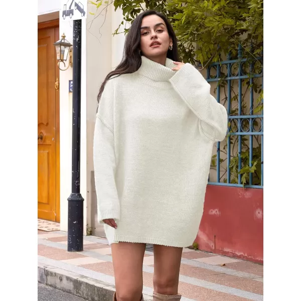 LILLUSORY Women's 2023 Fall Turtleneck Long Sleeve Oversized Knit Pullover Slouchy Sweaters Tunic Long Dress