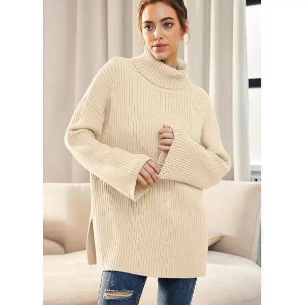 LILLUSORY Womens 2023 Fall Turtleneck Oversized Pullover Sweaters Long Sleeves High Neck Ribbed Knit Sweater