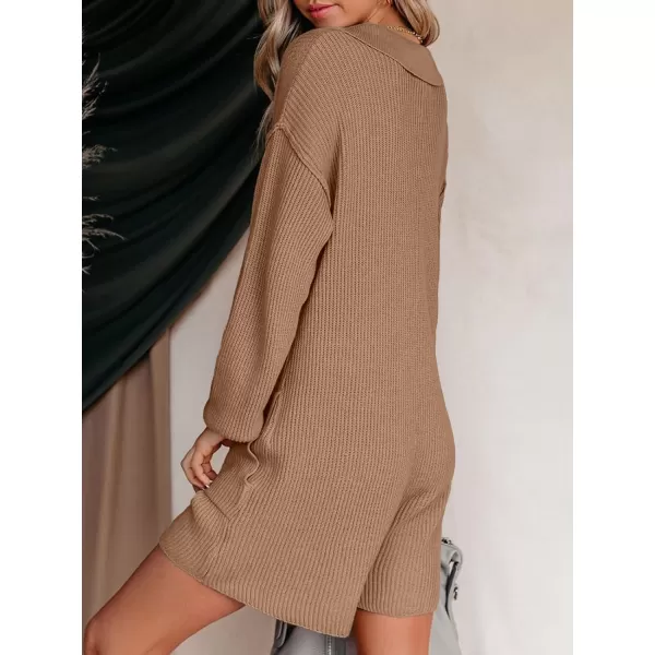 LILLUSORY Women's Long Sleeve 2023 Knit Sweater Rompers Fall V Neck Outfits Button Down One Piece Jumpsuits with Pocket