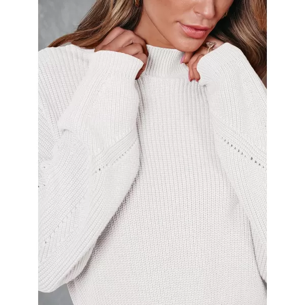 LILLUSORY Women's Mock Neck Trendy Lantern Sleeve 2023 Ribbed Knit Bodycon Pullover Sweater Dress