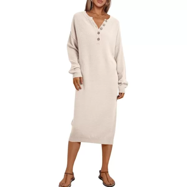LILLUSORY Women Pullover Sweater Maxi Dresses 2023 Fall Long Sleeve Button V Neck Oversized Waffle Knit Sweaters