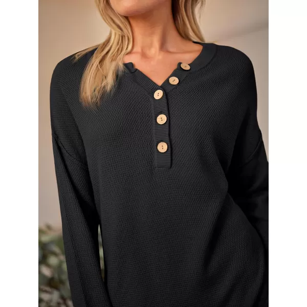 LILLUSORY Women Pullover Sweater Maxi Dresses 2023 Fall Long Sleeve Button V Neck Oversized Waffle Knit Sweaters