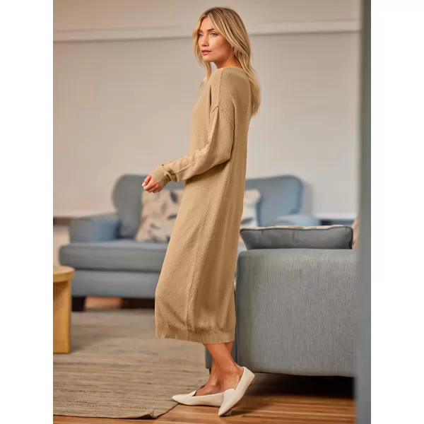 LILLUSORY Women Pullover Sweater Maxi Dresses 2023 Fall Long Sleeve Button V Neck Oversized Waffle Knit Sweaters