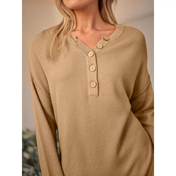 LILLUSORY Women Pullover Sweater Maxi Dresses 2023 Fall Long Sleeve Button V Neck Oversized Waffle Knit Sweaters