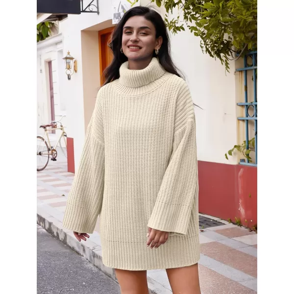 LILLUSORY Womens Turtleneck Oversized Knit Pullover Sweaters 2023 Fall Long Sleeve Loose Short Sweater Dress