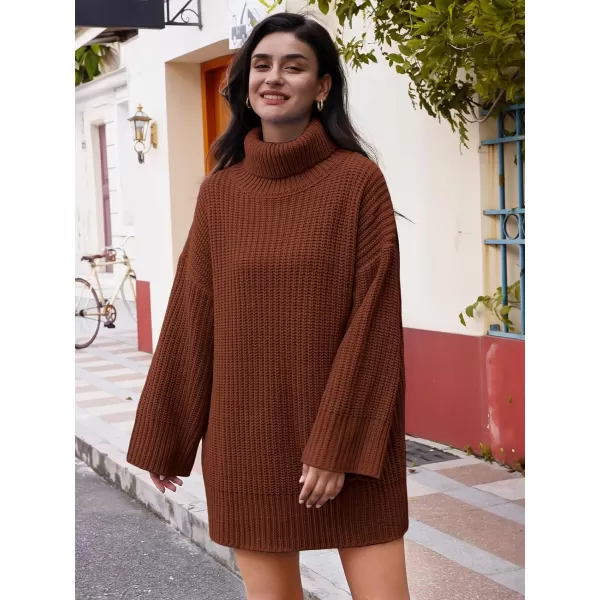 LILLUSORY Womens Turtleneck Oversized Knit Pullover Sweaters 2023 Fall Long Sleeve Loose Short Sweater Dress