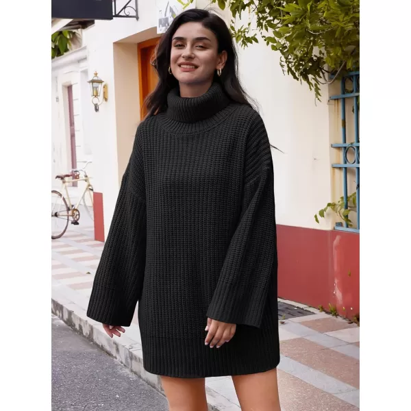 LILLUSORY Womens Turtleneck Oversized Knit Pullover Sweaters 2023 Fall Long Sleeve Loose Short Sweater Dress