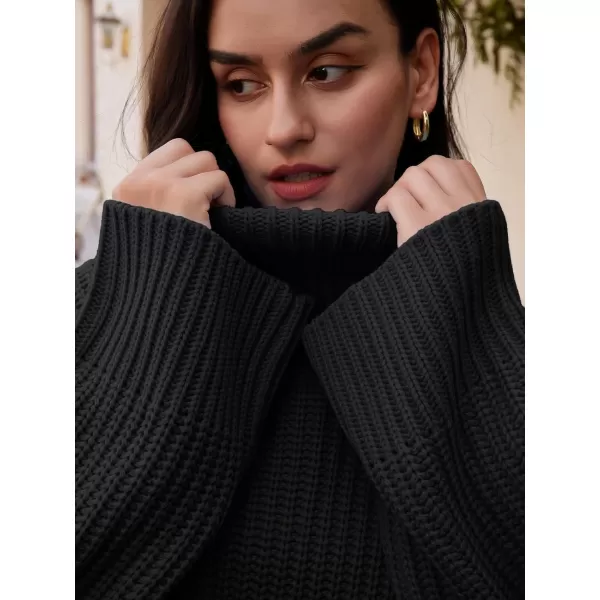 LILLUSORY Womens Turtleneck Oversized Knit Pullover Sweaters 2023 Fall Long Sleeve Loose Short Sweater Dress