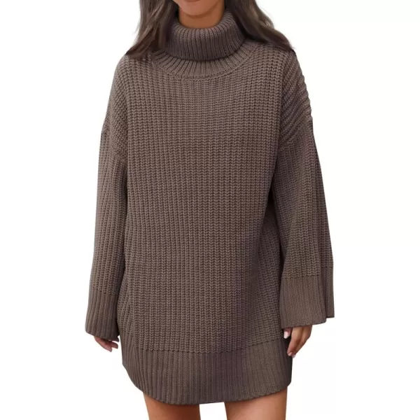 LILLUSORY Womens Turtleneck Oversized Knit Pullover Sweaters 2023 Fall Long Sleeve Loose Short Sweater Dress