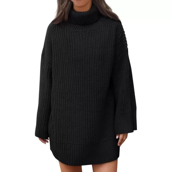 LILLUSORY Womens Turtleneck Oversized Knit Pullover Sweaters 2023 Fall Long Sleeve Loose Short Sweater Dress
