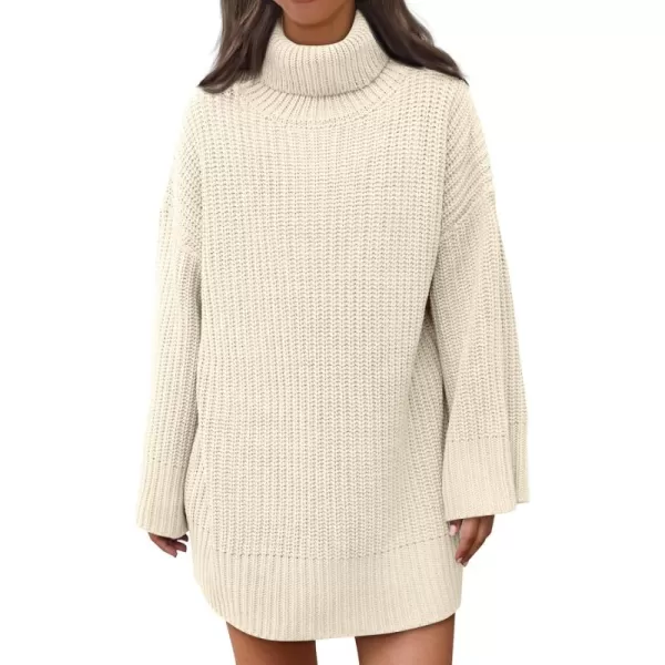 LILLUSORY Womens Turtleneck Oversized Knit Pullover Sweaters 2023 Fall Long Sleeve Loose Short Sweater Dress