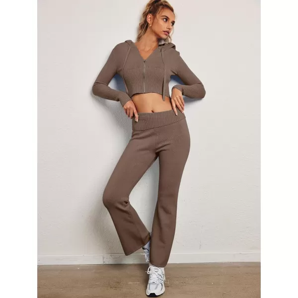 LILLUSORY 2 Piece Knit Sets For Women's Trendy Slim Fit Hooded Sweatsuit Sets
