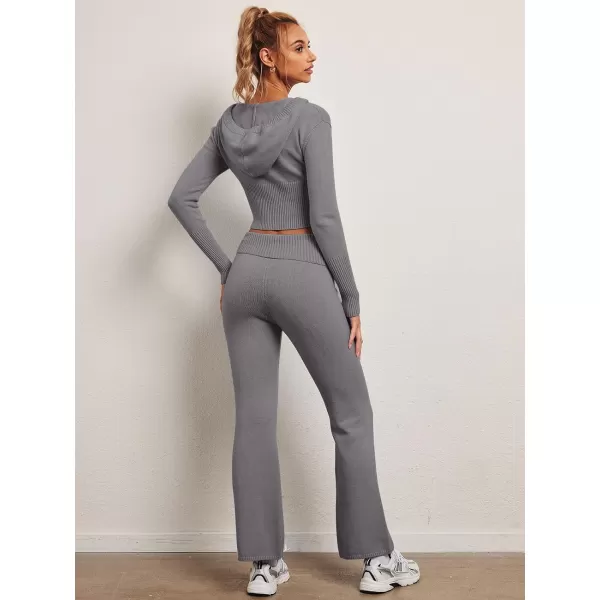 LILLUSORY 2 Piece Knit Sets For Women's Trendy Slim Fit Hooded Sweatsuit Sets