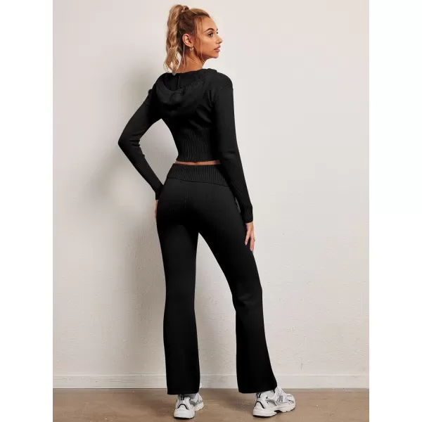 LILLUSORY 2 Piece Knit Sets For Women's Trendy Slim Fit Hooded Sweatsuit Sets