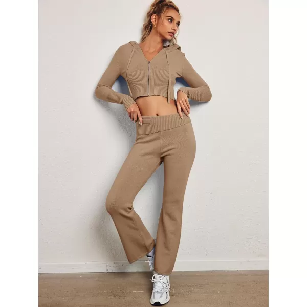 LILLUSORY 2 Piece Knit Sets For Women's Trendy Slim Fit Hooded Sweatsuit Sets