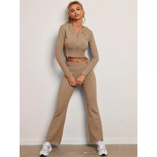 LILLUSORY 2 Piece Knit Sets For Women's Trendy Slim Fit Hooded Sweatsuit Sets