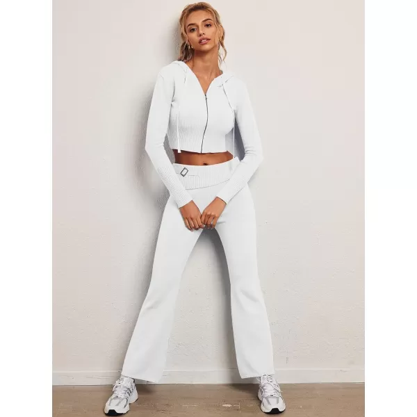 LILLUSORY 2 Piece Knit Sets For Women's Trendy Slim Fit Hooded Sweatsuit Sets
