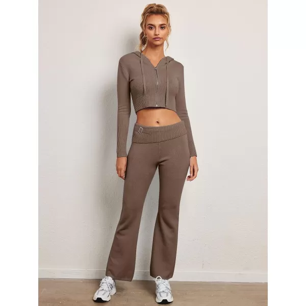 LILLUSORY 2 Piece Knit Sets For Women's Trendy Slim Fit Hooded Sweatsuit Sets