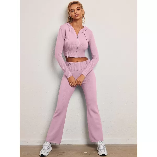 LILLUSORY 2 Piece Knit Sets For Women's Trendy Slim Fit Hooded Sweatsuit Sets
