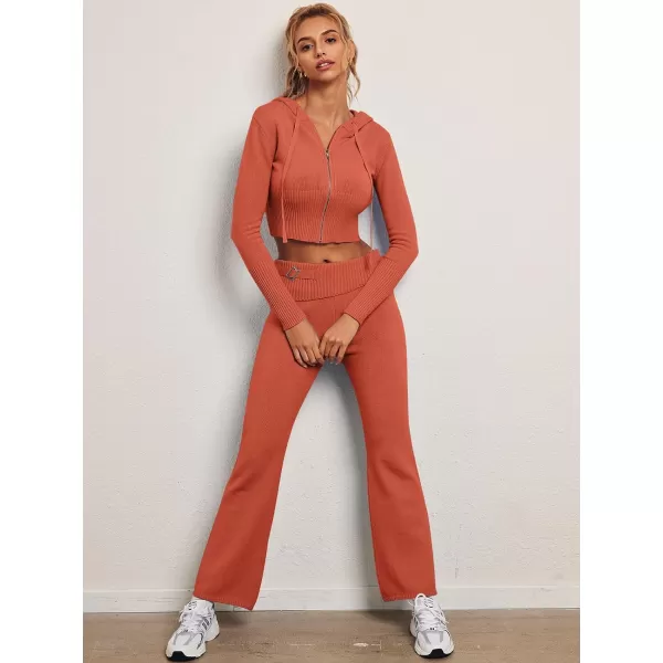 LILLUSORY 2 Piece Knit Sets For Women's Trendy Slim Fit Hooded Sweatsuit Sets