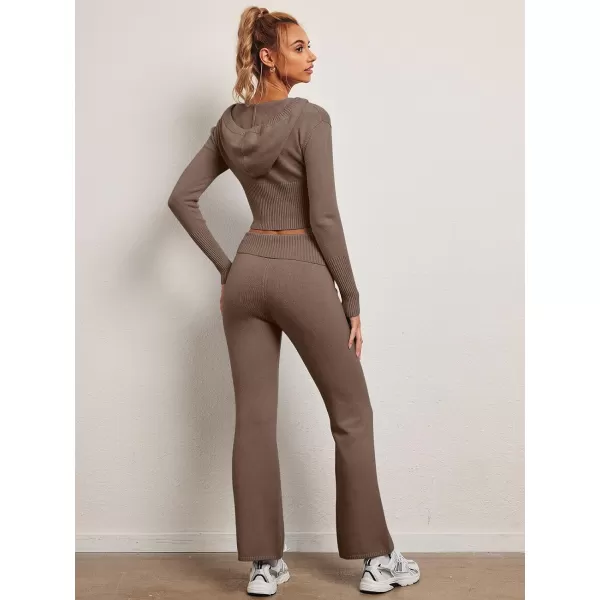 LILLUSORY 2 Piece Knit Sets For Women's Trendy Slim Fit Hooded Sweatsuit Sets