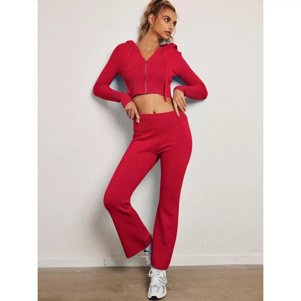 LILLUSORY 2 Piece Knit Sets For Women's Trendy Slim Fit Hooded Sweatsuit Sets