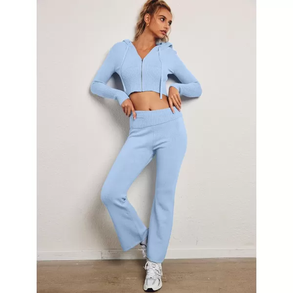 LILLUSORY 2 Piece Knit Sets For Women's Trendy Slim Fit Hooded Sweatsuit Sets