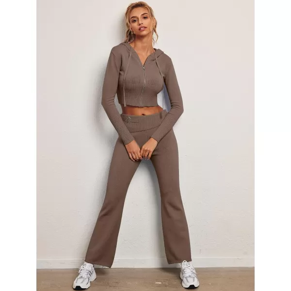 LILLUSORY 2 Piece Knit Sets For Women's Trendy Slim Fit Hooded Sweatsuit Sets