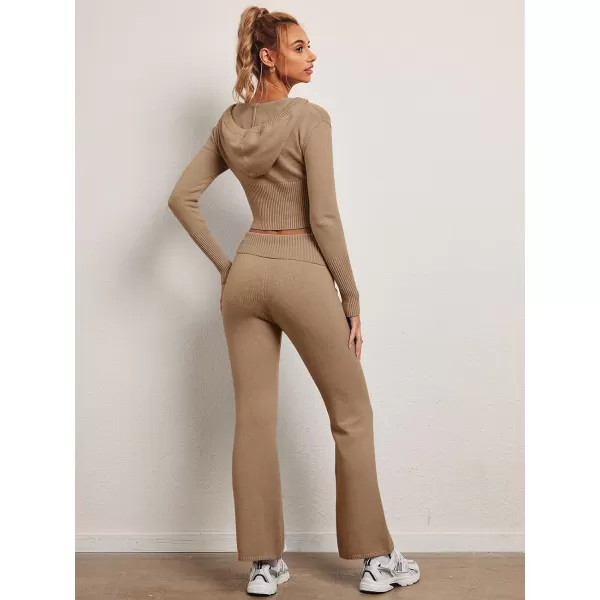 LILLUSORY 2 Piece Knit Sets For Women's Trendy Slim Fit Hooded Sweatsuit Sets