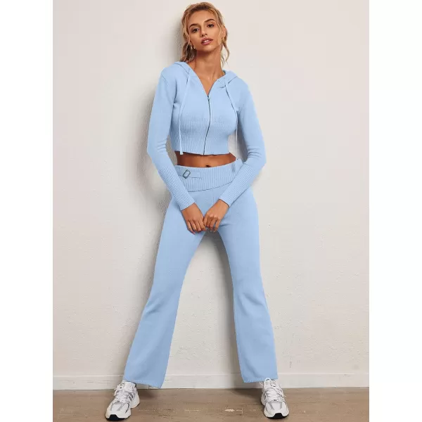 LILLUSORY 2 Piece Knit Sets For Women's Trendy Slim Fit Hooded Sweatsuit Sets