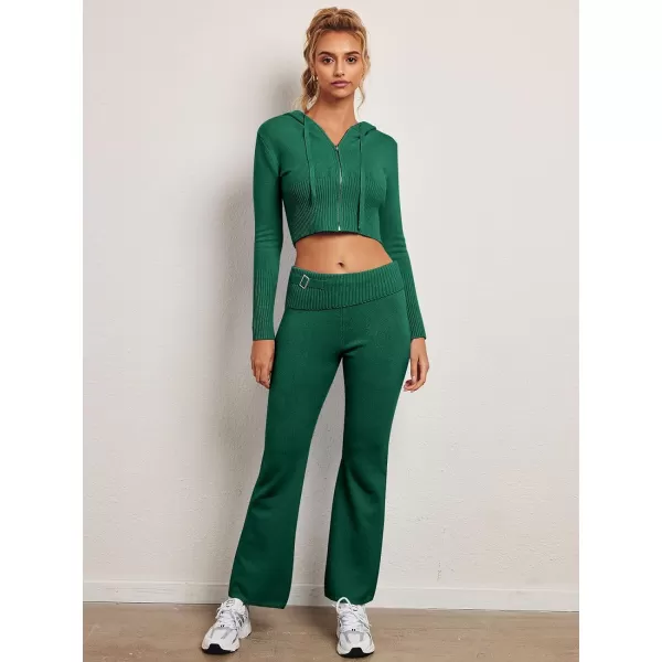 LILLUSORY 2 Piece Knit Sets For Women's Trendy Slim Fit Hooded Sweatsuit Sets