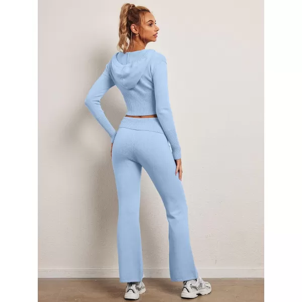 LILLUSORY 2 Piece Knit Sets For Women's Trendy Slim Fit Hooded Sweatsuit Sets