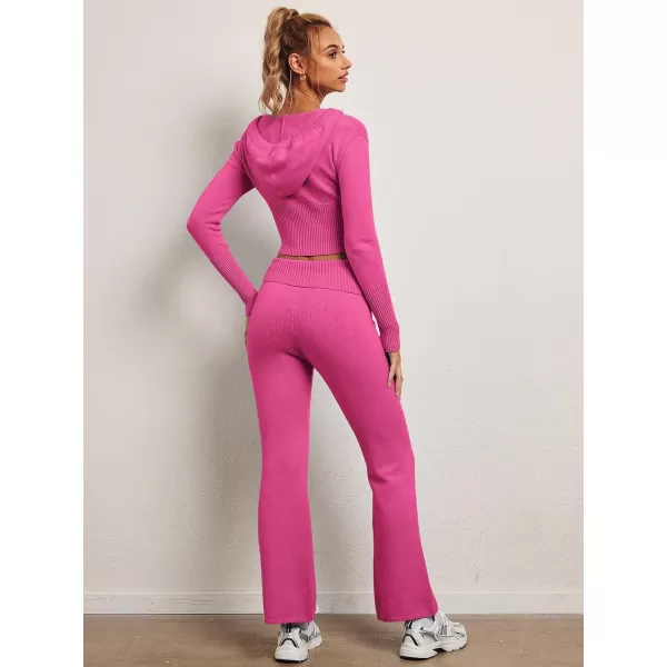 LILLUSORY 2 Piece Knit Sets For Women's Trendy Slim Fit Hooded Sweatsuit Sets