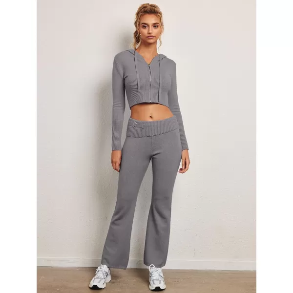 LILLUSORY 2 Piece Knit Sets For Women's Trendy Slim Fit Hooded Sweatsuit Sets