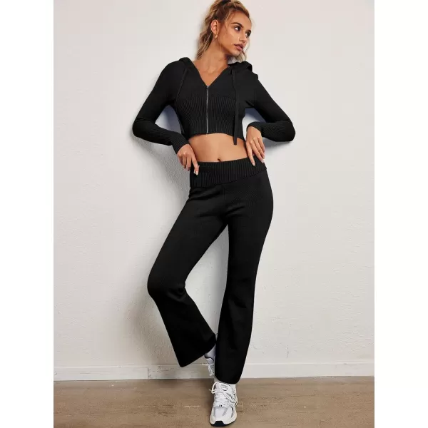 LILLUSORY 2 Piece Knit Sets For Women's Trendy Slim Fit Hooded Sweatsuit Sets