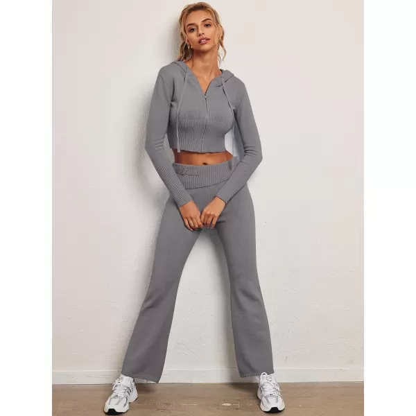 LILLUSORY 2 Piece Knit Sets For Women's Trendy Slim Fit Hooded Sweatsuit Sets