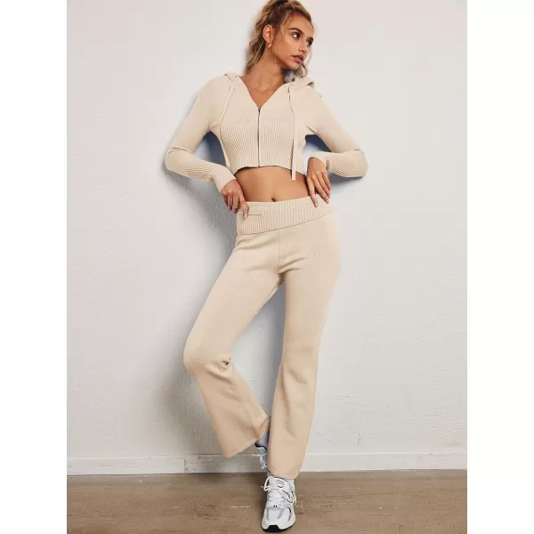 LILLUSORY 2 Piece Knit Sets For Women's Trendy Slim Fit Hooded Sweatsuit Sets