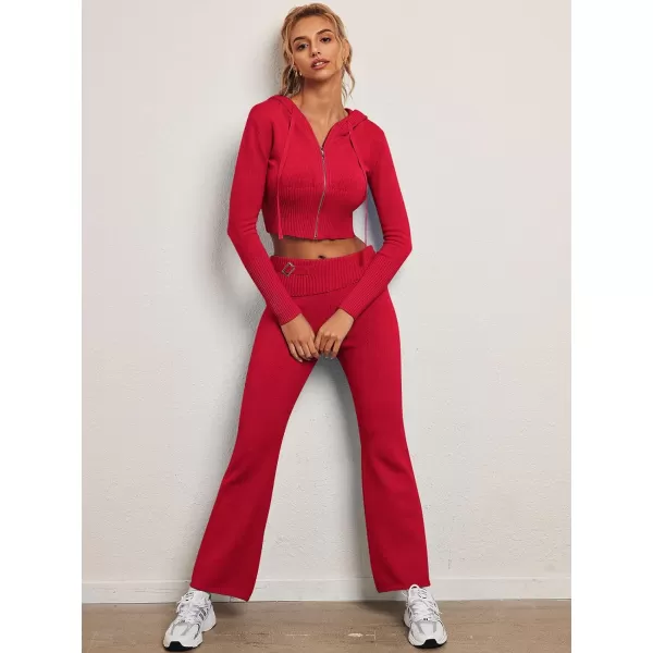 LILLUSORY 2 Piece Knit Sets For Women's Trendy Slim Fit Hooded Sweatsuit Sets