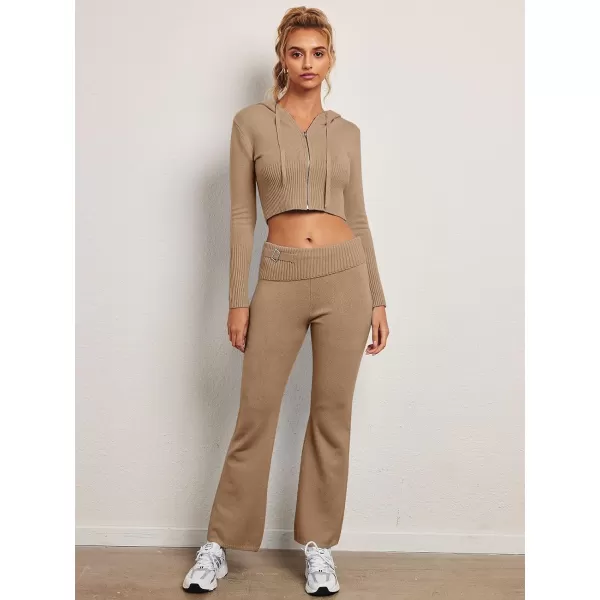 LILLUSORY 2 Piece Knit Sets For Women's Trendy Slim Fit Hooded Sweatsuit Sets