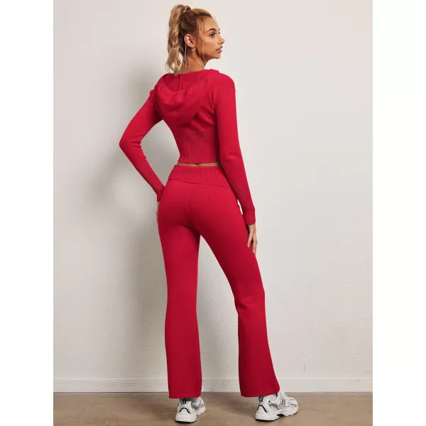 LILLUSORY 2 Piece Knit Sets For Women's Trendy Slim Fit Hooded Sweatsuit Sets