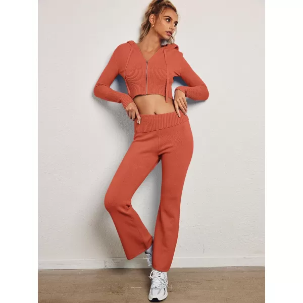 LILLUSORY 2 Piece Knit Sets For Women's Trendy Slim Fit Hooded Sweatsuit Sets