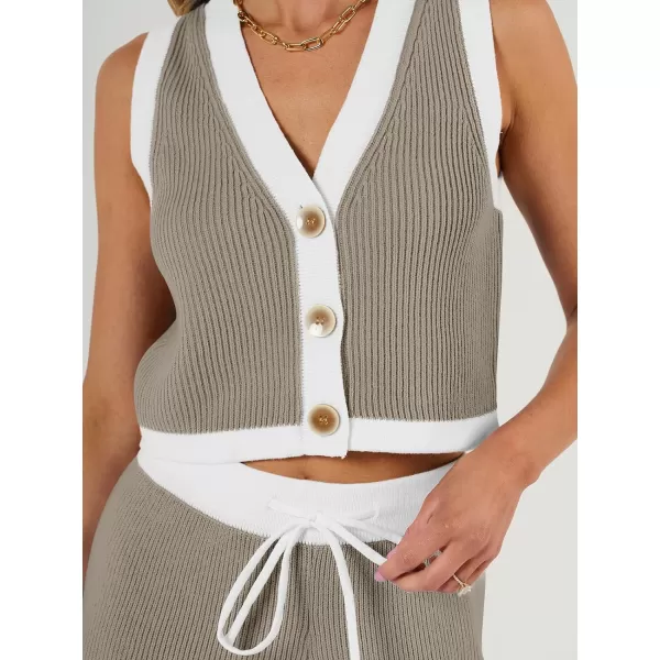 LILLUSORY 2 Piece Knit Sets Women's Summer Vest Sweatsuit Sets