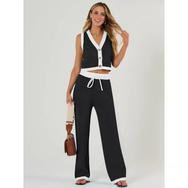LILLUSORY 2 Piece Knit Sets Women's Summer Vest Sweatsuit Sets