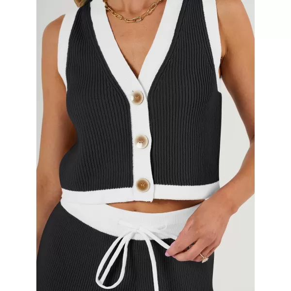 LILLUSORY 2 Piece Knit Sets Women's Summer Vest Sweatsuit Sets