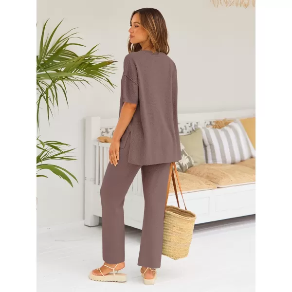 LILLUSORY Lounge Sets for Women 2 Piece Casual Outfits Matching Sets Short Sleeve Cozy knit Tops and Elastic Waisted Pants