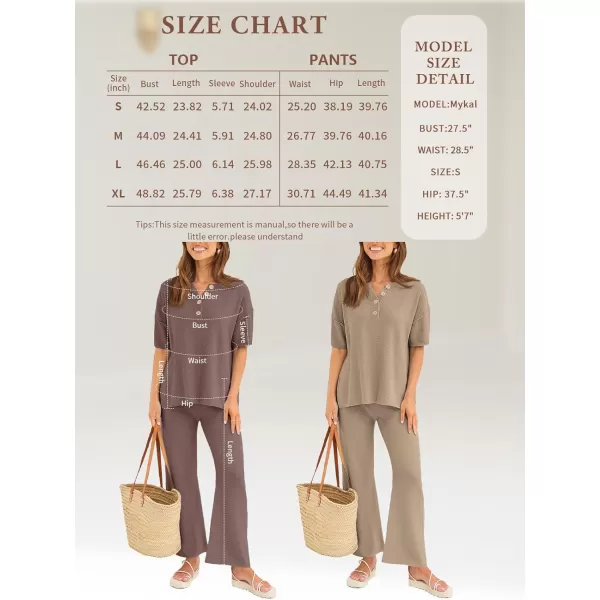 LILLUSORY Lounge Sets for Women 2 Piece Casual Outfits Matching Sets Short Sleeve Cozy knit Tops and Elastic Waisted Pants