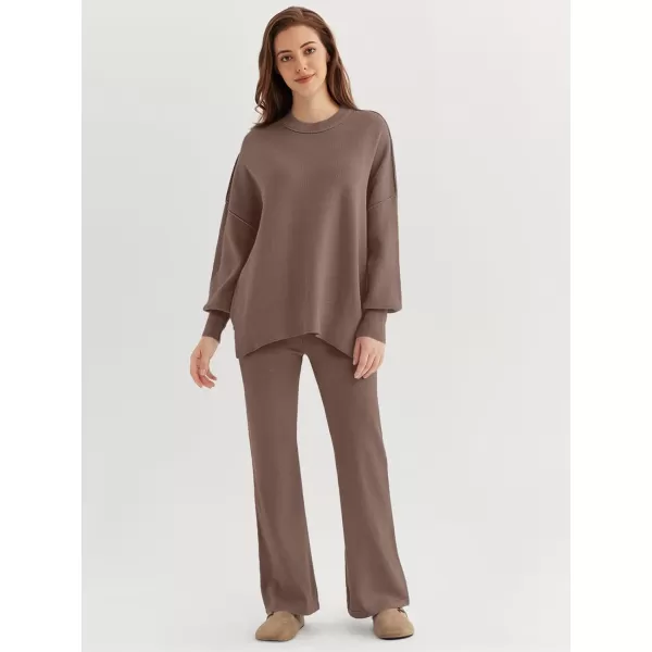 LILLUSORY Women 2 Piece Outfits Sweatsuit Sweater Sets Oversized Knit Pullover Tops Wide Leg Pants Lounge Set